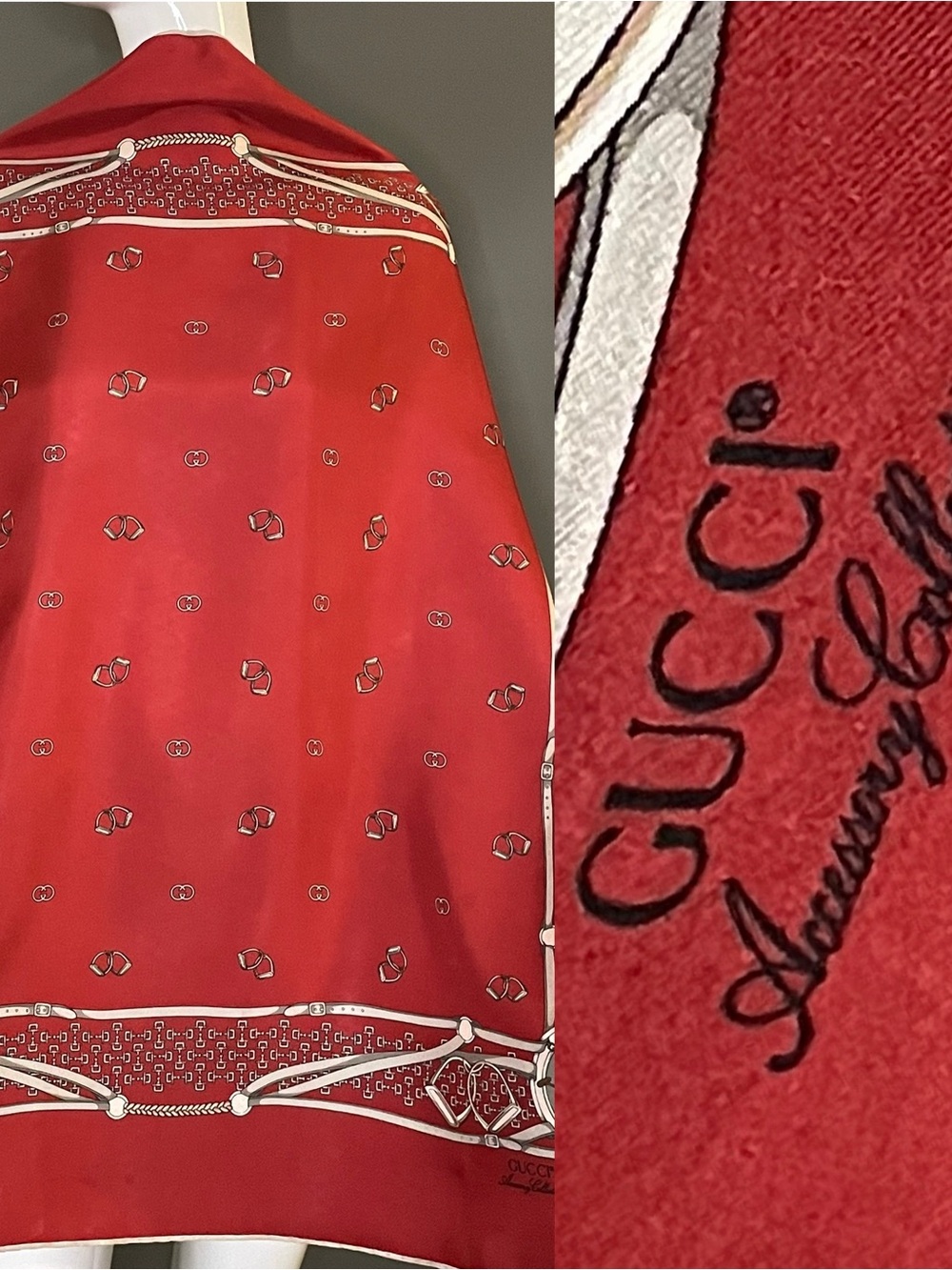 Gorg Gucci Silk Scarf 34 In Sq Good Condition